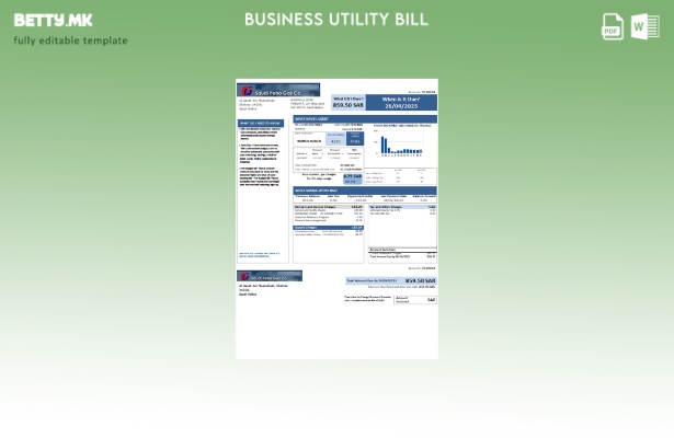 Модерен шаблон за деловна сметка за комунални услуги на Саудиска Петро Гас